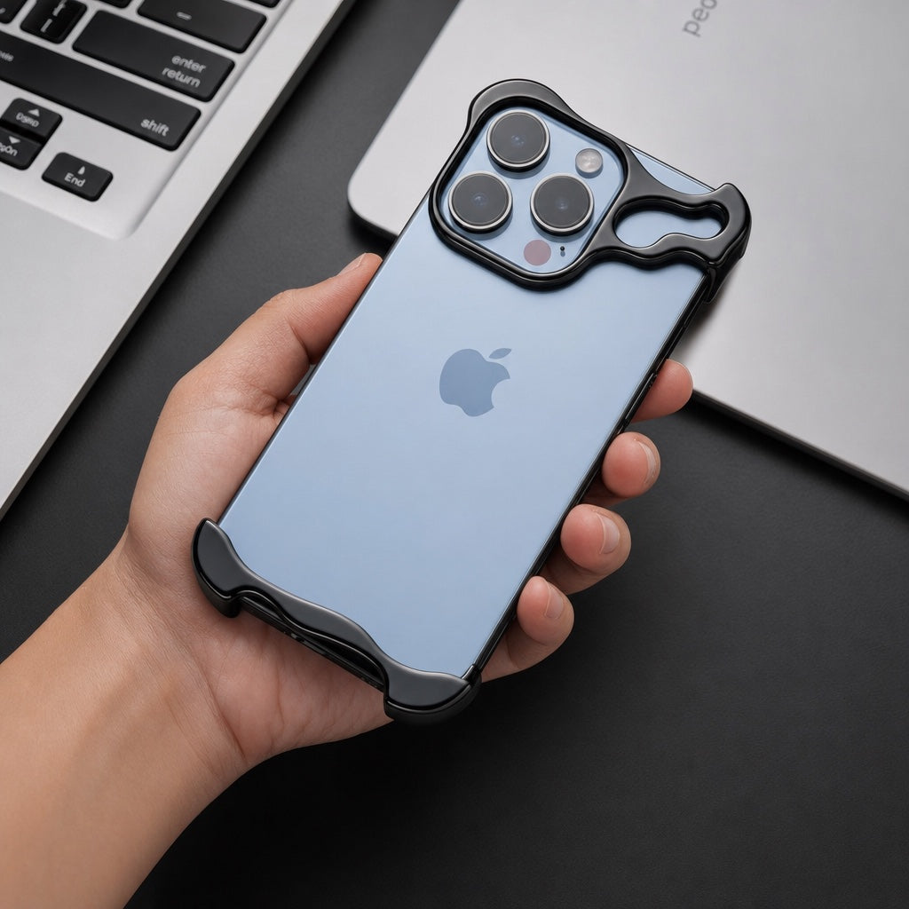 BARE черен на iPhone в ръка на бюро